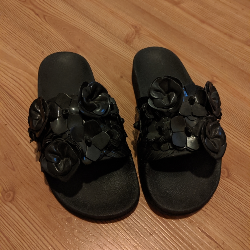 Tory Burch black slip-on sandals